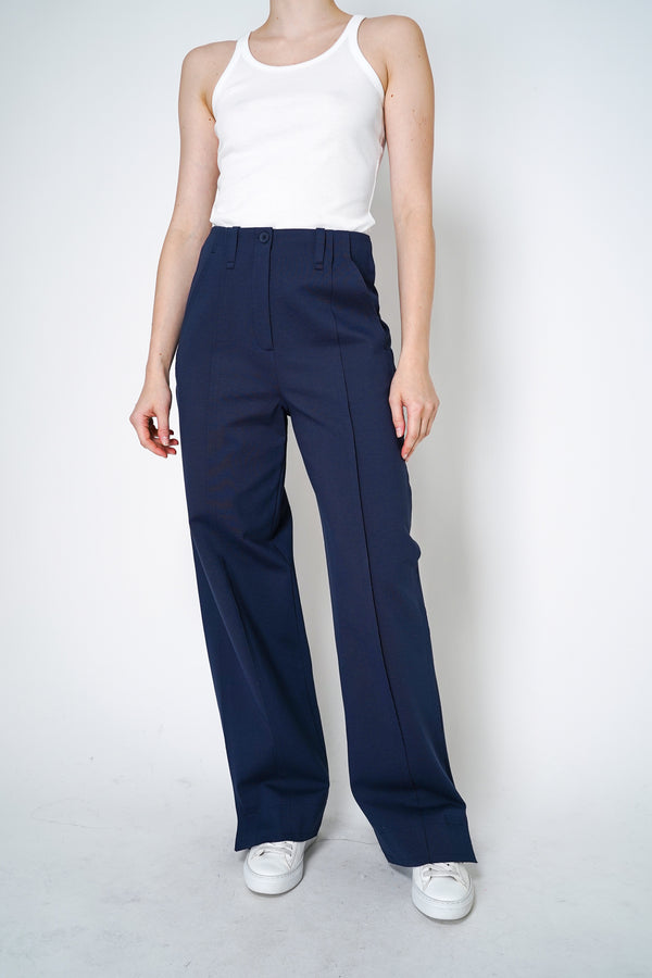 Annette Gortz Punto Milano Straight Leg Jersey Pants in Navy