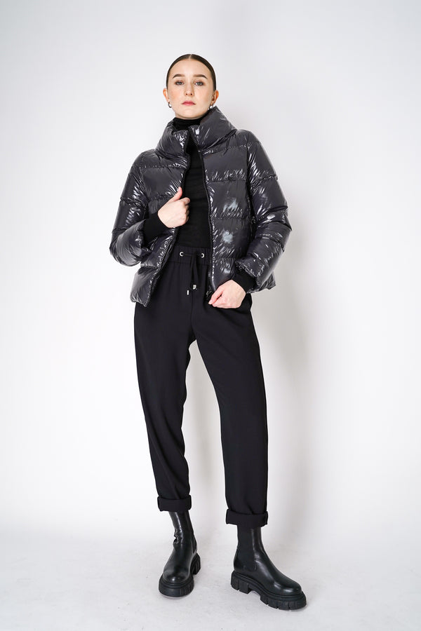 Herno Cropped Down Padded Glossy Jacket in Granite