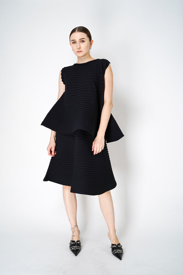 Pleats Please Issey Miyake Bounce Knit Flared Skirt in Black