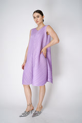 Pleats Please Issey Miyake Mellow Pleats Sleeveless Dress in Lilac Vancouver. Shop Online or in Store. 