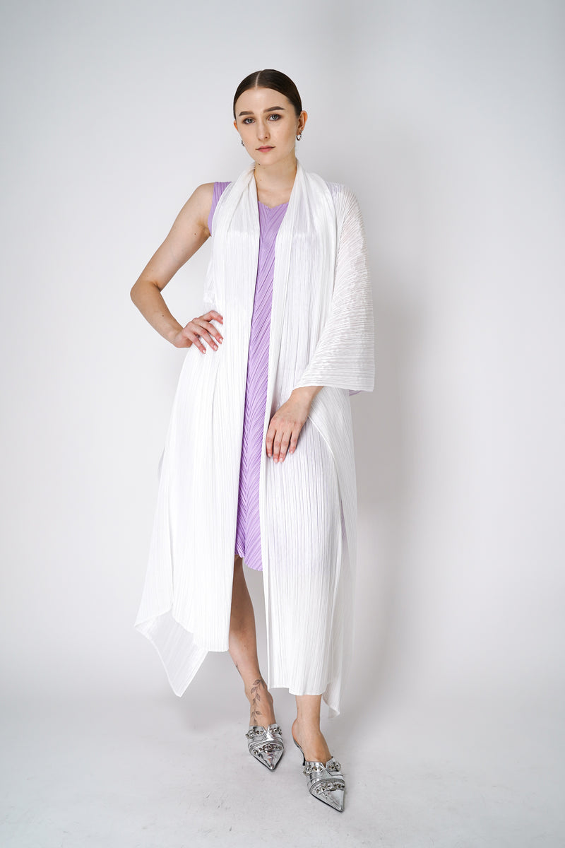 Pleats Please Issey Miyake Basic Madame-T Stole in White Vancouver. Shop Online or in Store. 