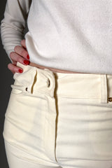 D. Exterior Skinny Velvet Pants in Cream