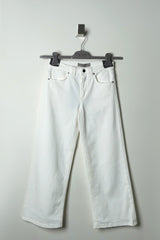 D. Exterior Cropped Wide Jeans in White