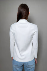 D. Exterior Double Breasted Knit Blazer in White