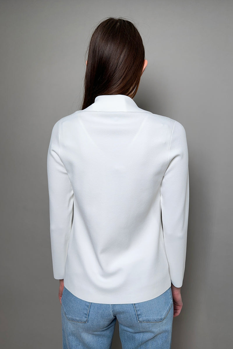 D. Exterior Double Breasted Knit Blazer in White