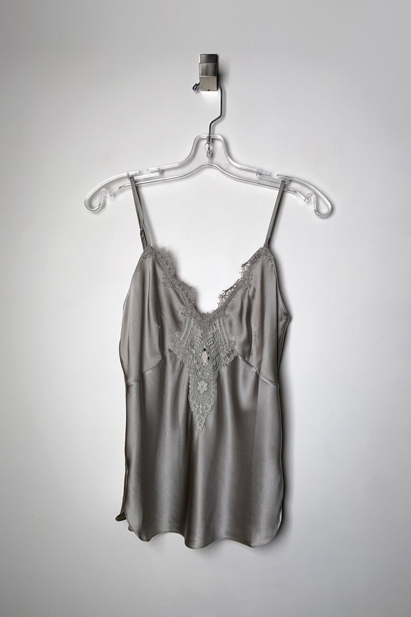 Dorothee Schumacher New Arrivals Shiny Ease Top in Pewter - Ashia Mode