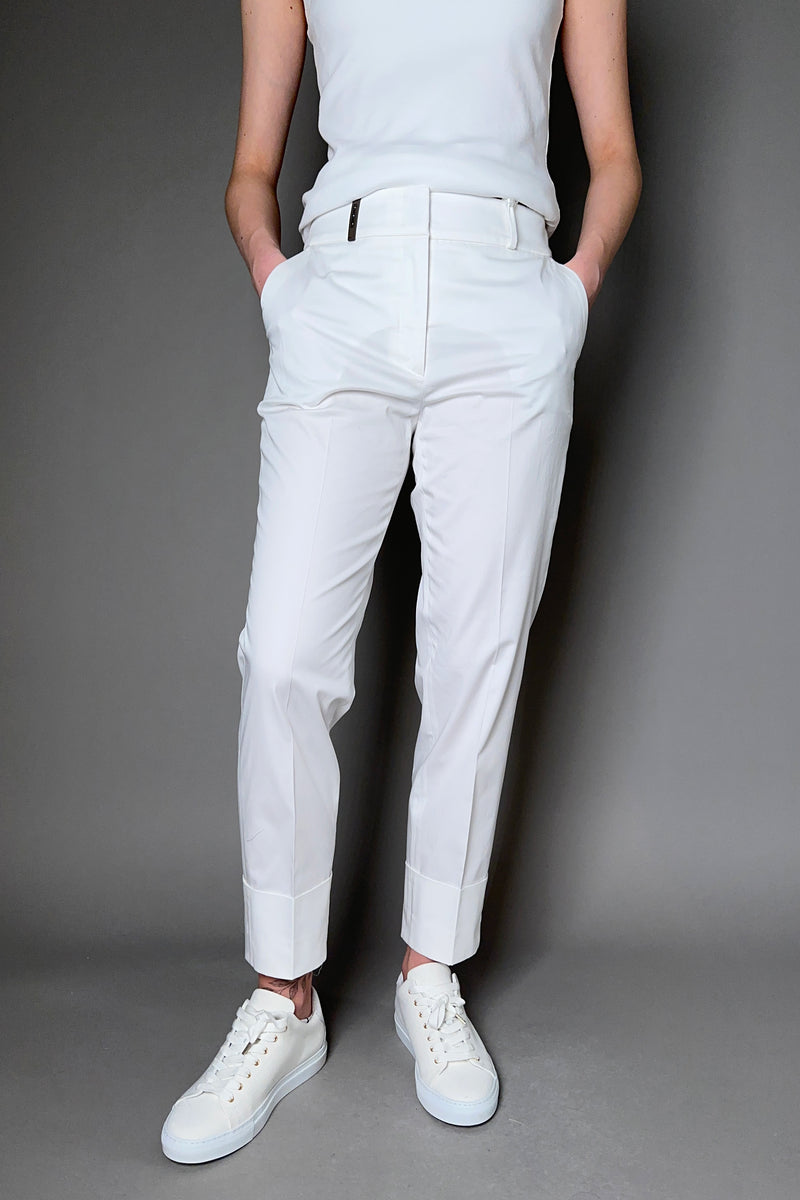 Peserico Stretch Cotton Pants in White - Ashia Mode