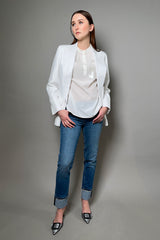 Peserico Silk Blouse with Sequin Pocket in Cream - Ashia Mode