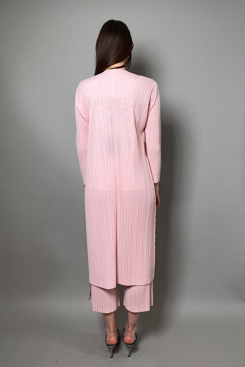 Pleats Please Ramie Pleats Coat in Light Pink