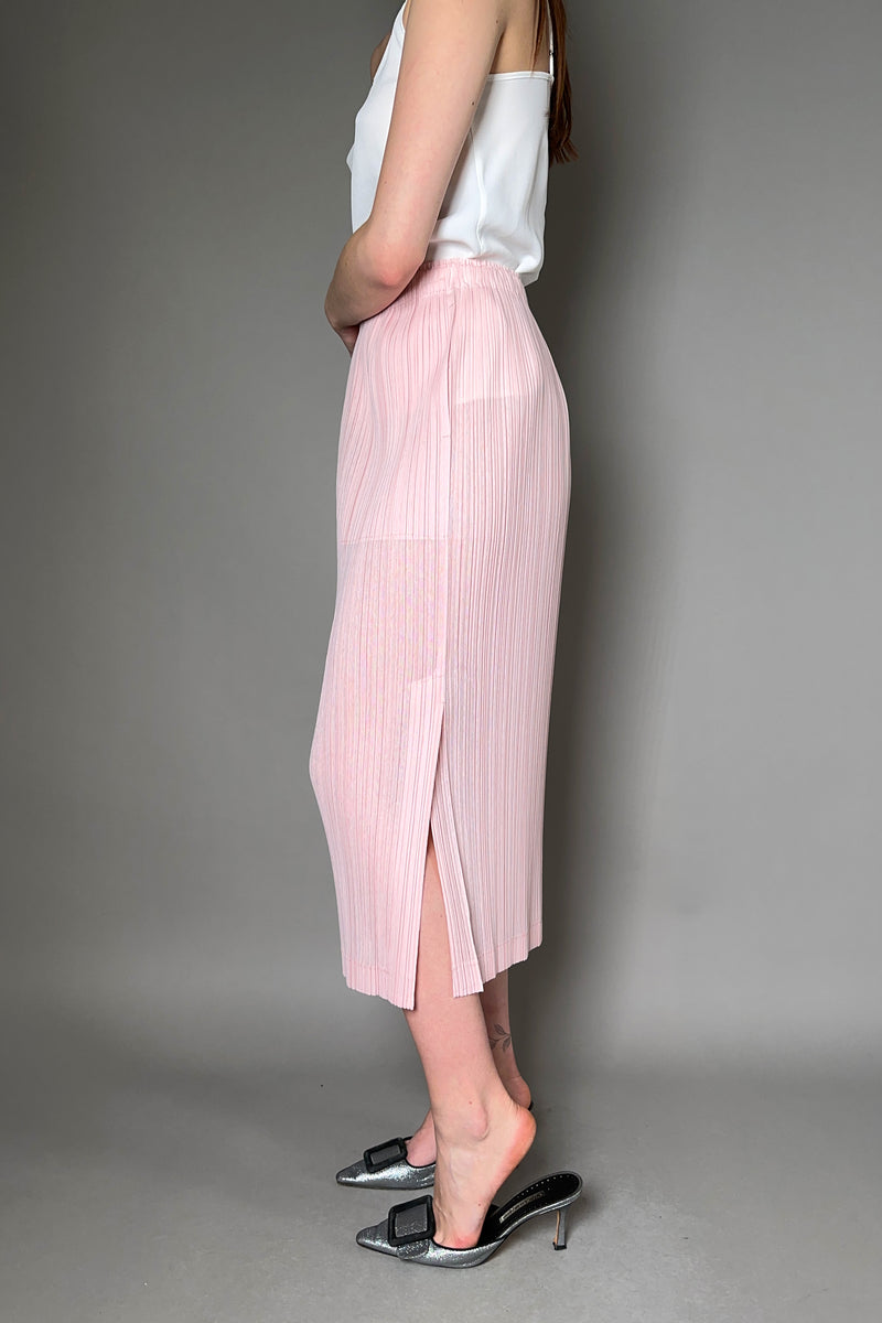 Pleats Please Ramie Pleats Skirt in Light Pink