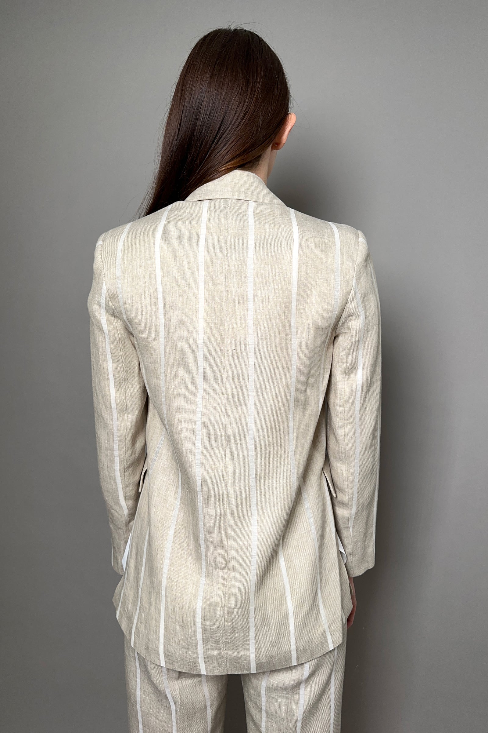 Beige striped blazer best sale