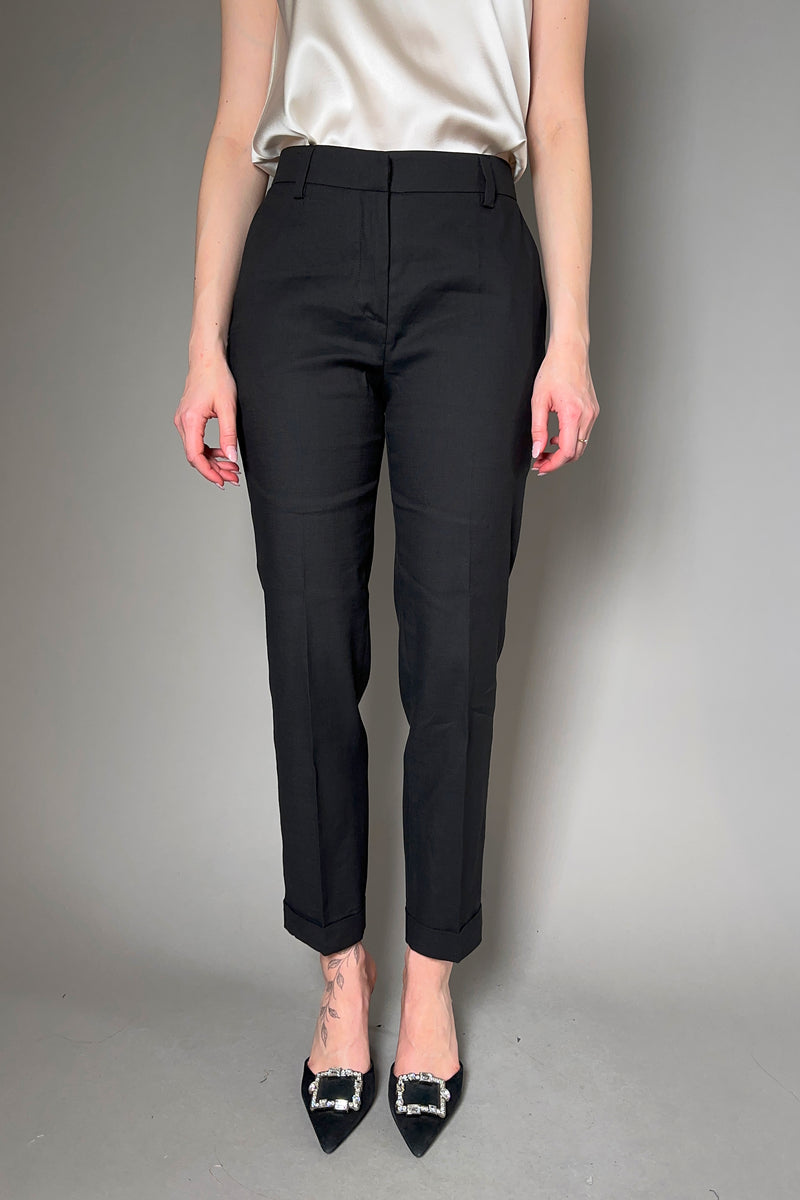 Antonelli Firenze Sharon Linen Blend Trousers in Black