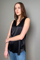 Antonelli Firenze Pecan Silk V-Neck Tank Top in Black