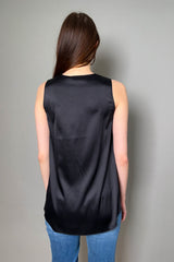 Antonelli Firenze Pecan Silk V-Neck Tank Top in Black