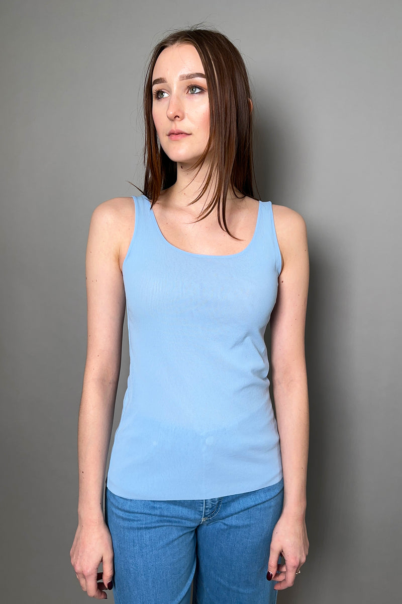 D. Exterior Stretch Tulle Tank Top in Sky