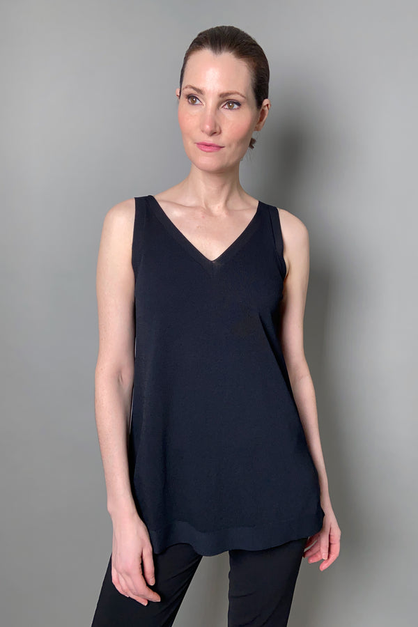 D. Exterior Long Viscose Knit Tank Top in Black