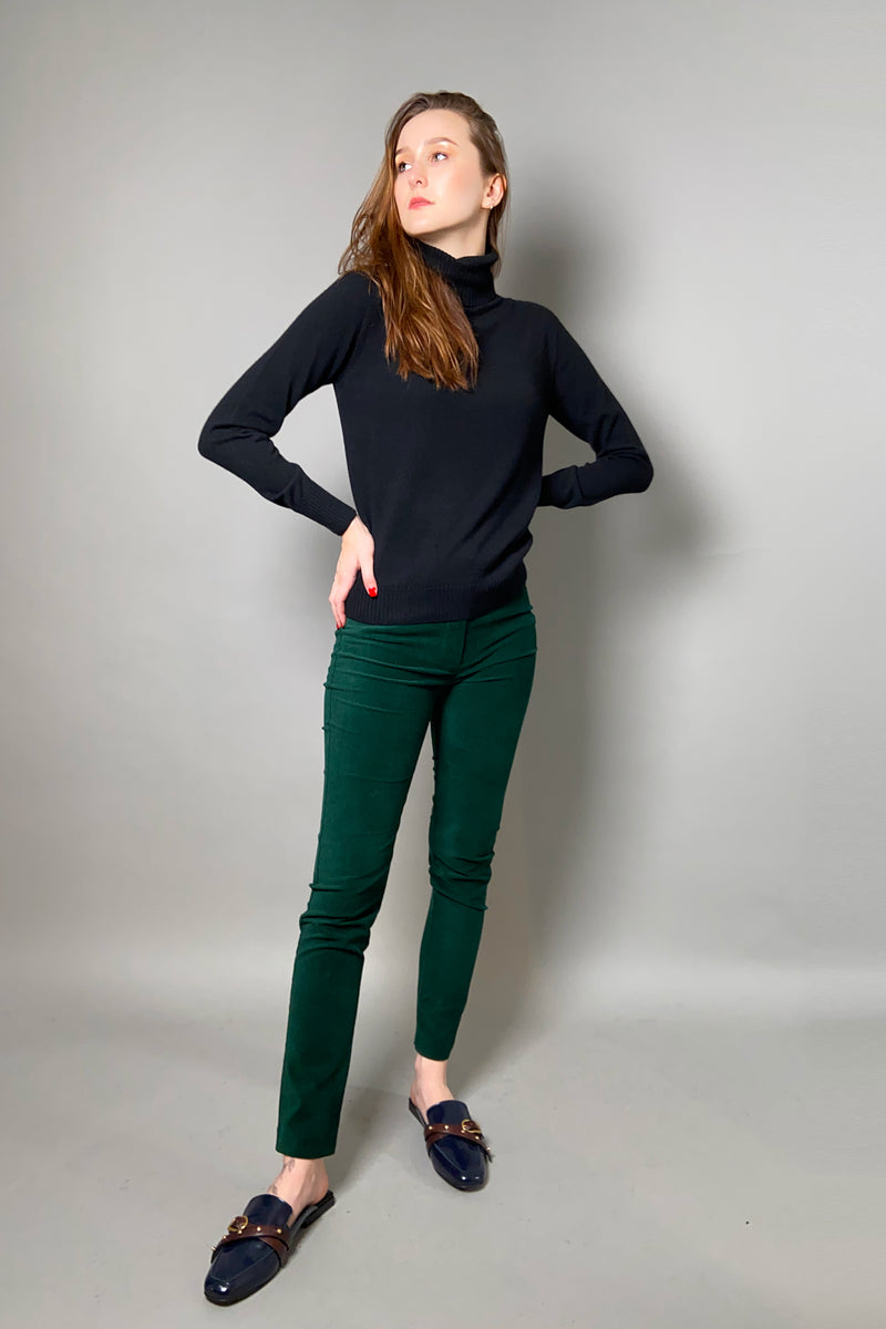 D. Exterior Skinny Velvet Pants in Emerald