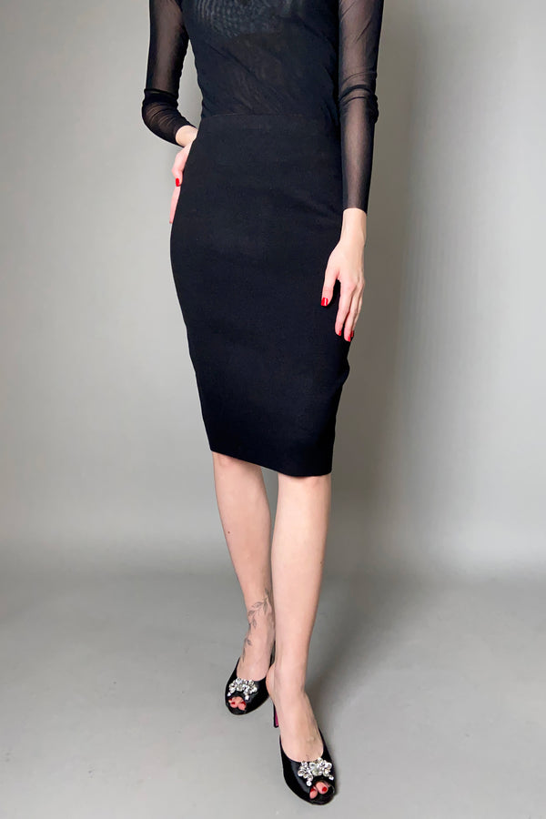 D. Exterior Reversible Knit Pencil Skirt in Black and Camel