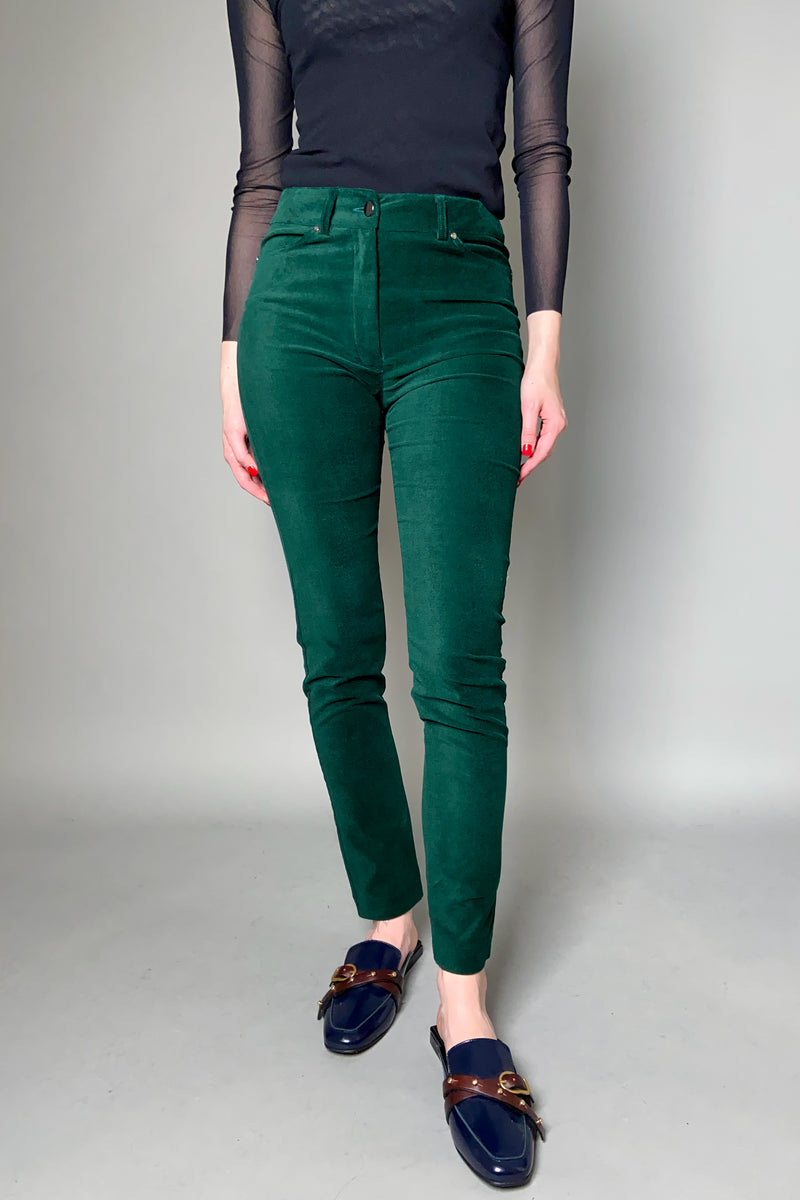 D. Exterior Skinny Velvet Pants in Emerald