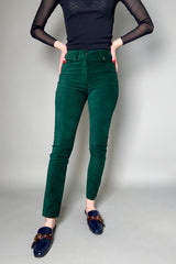 D. Exterior Skinny Velvet Pants in Emerald