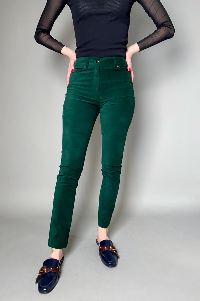 D. Exterior Skinny Velvet Pants in Emerald