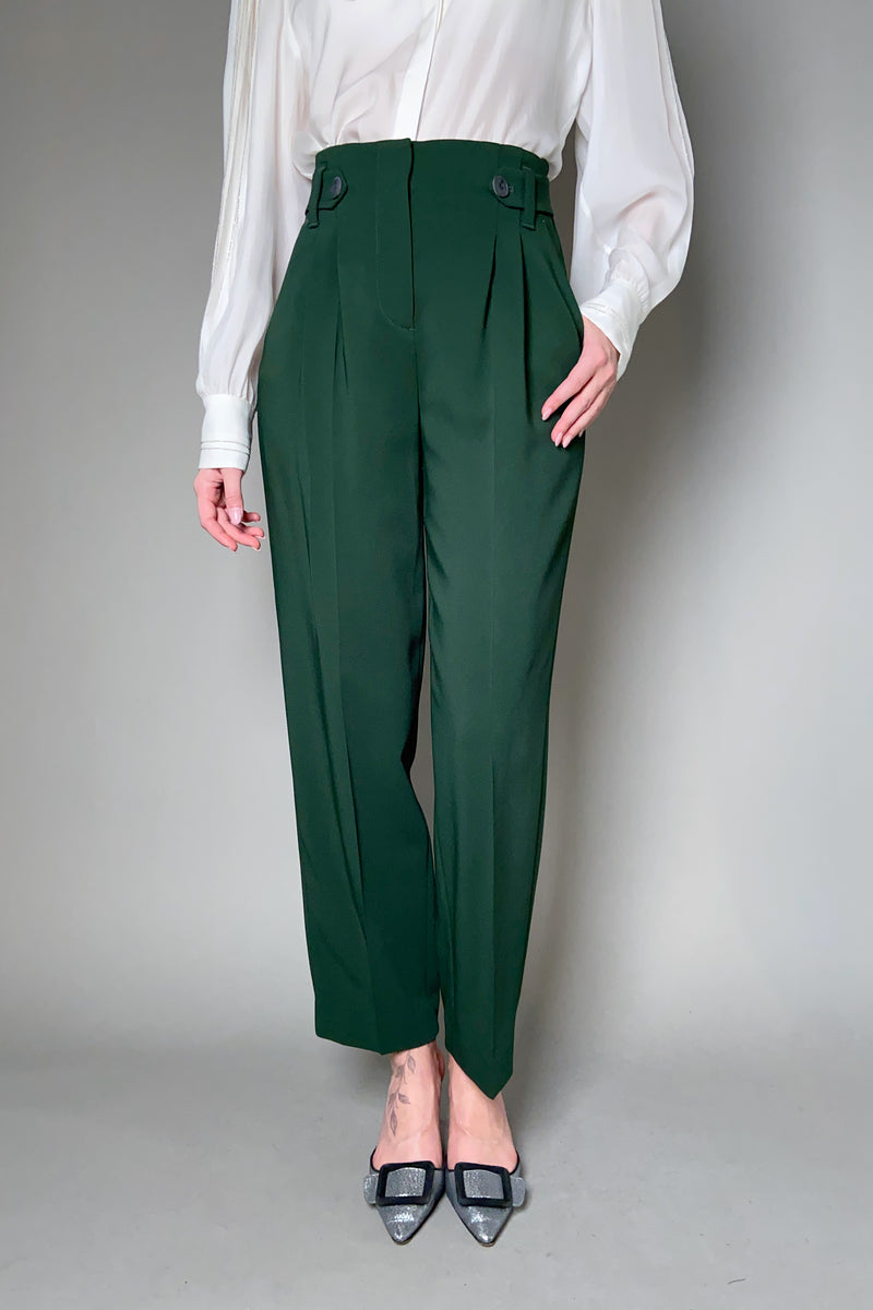 Lorena Antoniazzi Carrot-Leg Crepe Trousers in Hunter Green