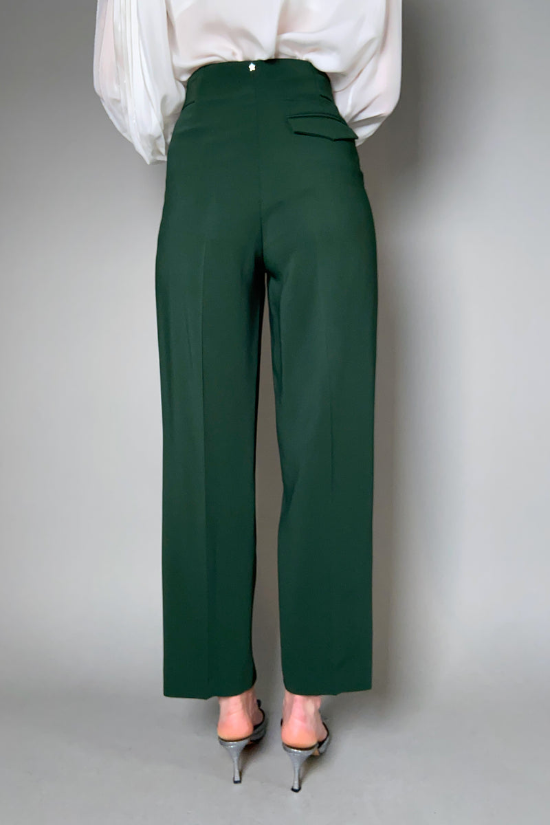 Lorena Antoniazzi Carrot-Leg Crepe Trousers in Hunter Green