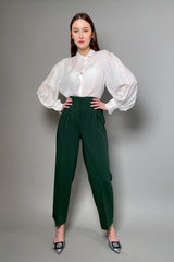 Lorena Antoniazzi Carrot-Leg Crepe Trousers in Hunter Green