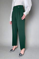 Lorena Antoniazzi Carrot-Leg Crepe Trousers in Hunter Green