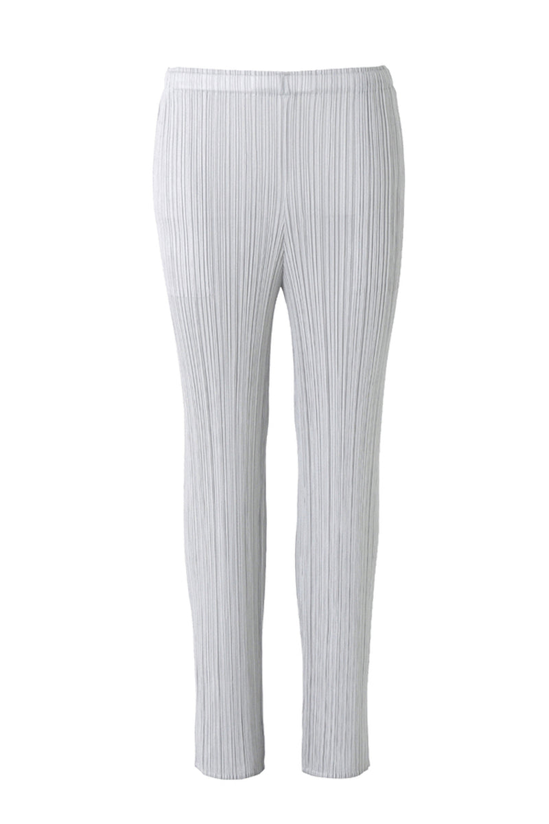 Pleats Please Issey Miyake Basics Straight Pants in Light Grey 