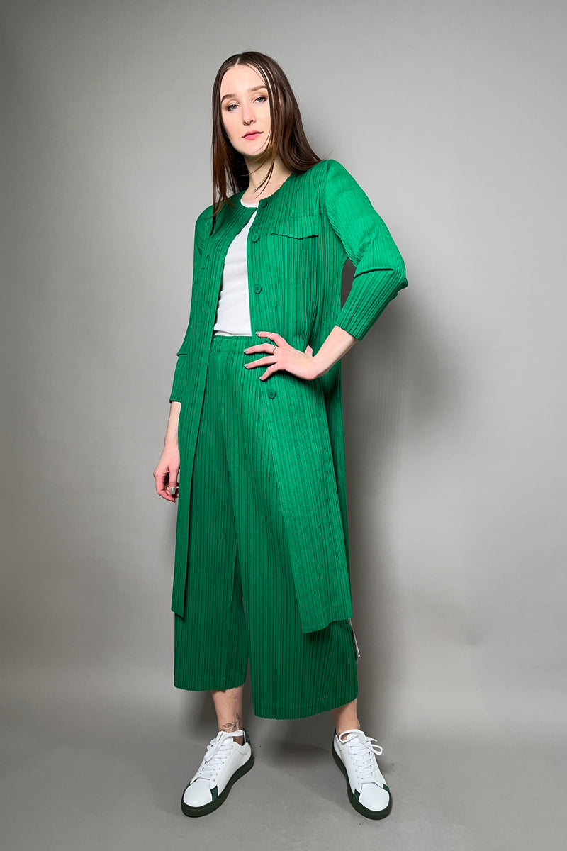 Pleats Please Issey Miyake Ramie Pleats Coat in Green – Ashia Mode